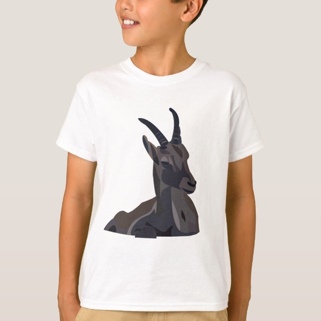 Ibex Goat Animal Art Kids T-Shirt (Vorderseite)
