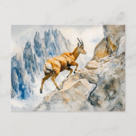 Ibex in den Alpen Aquarellmalerei Postkarte