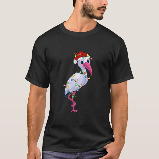 Ibis Bird Lover Lighting Xmas Weihnachtsmannmütze  T-Shirt (Vorderseite)