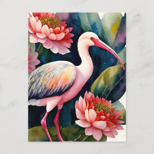 Ibis Floral Watercolor Art Postkarte