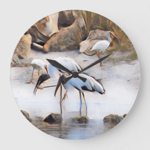 Ibis & Wood Storks Große Wanduhr