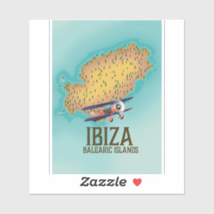 Ibiza Baleareninseln Kartenplakat Aufkleber