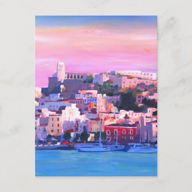 Ibiza Eivissa Altstadt und Hafen Pearl Postkarte (Vorderseite)