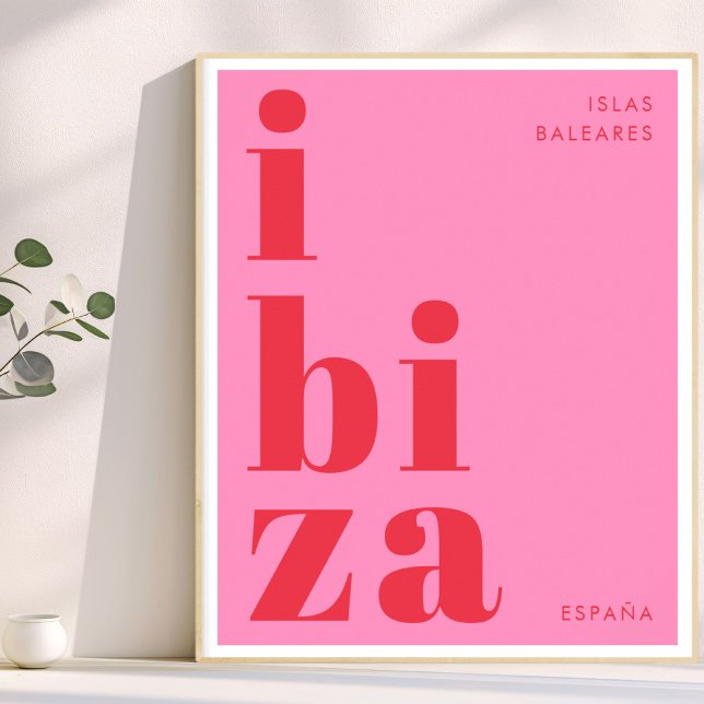 Ibiza España Moderne Typografie rosa Poster (Von Creator hochgeladen)