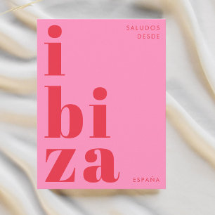 Ibiza España Moderne Typografie rosa rote Postkart Postkarte
