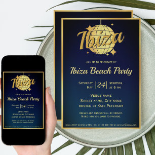 Ibiza-Party: Goldene Diskothek Einladung