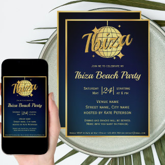 Ibiza-Party: Goldene Diskothek Einladung