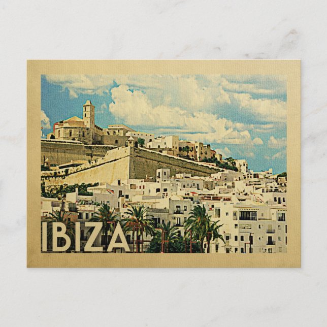 Ibiza Postcard Spanien Vintage Travel Postkarte (Vorderseite)