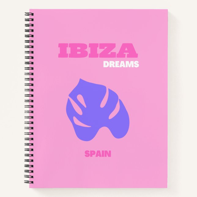 Ibiza, Reisekunst, Preppy, Preppy Room, Pink Notizbuch (Vorderseite)