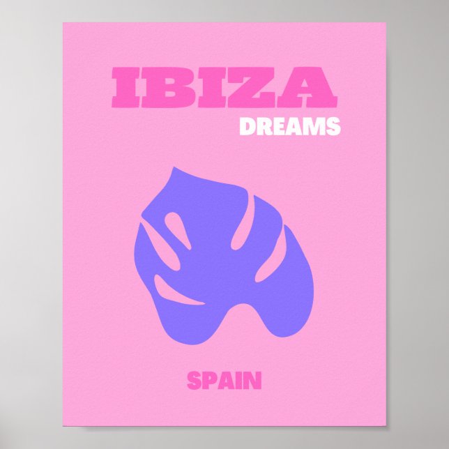 Ibiza, Reisekunst, Preppy, Preppy Room, Pink Poster (Vorne)