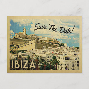 Ibiza Save the Date Vintag Spanien Ankündigungspostkarte