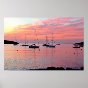Ibiza-Sonnenuntergang an der Bucht von Portinatx - Poster