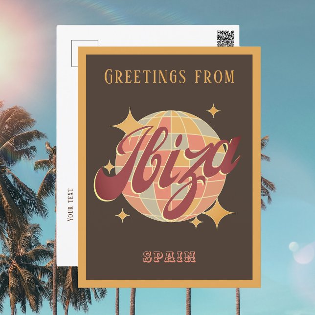 Ibiza Spain Disco Ball Retro Vintage Postkarte (Von Creator hochgeladen)