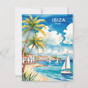 Ibiza Spain Reisen Aquarellkunst Postkarte