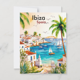 Ibiza Spain Reisen Aquarellkunst Postkarte