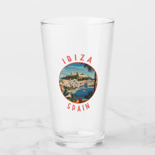 Ibiza Spain Retro Distressed Circle Glas