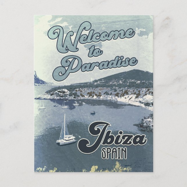 Ibiza Spain Vintage Travel Poster Postkarte (Vorderseite)
