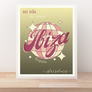 Ibiza Spanien Balearen Elegantes Goldplakat Poster