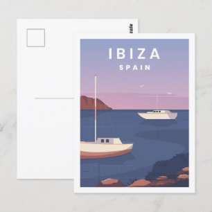 Ibiza Spanien Berühmter Reiseort Illustration Postkarte