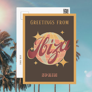 Ibiza Spanien Disco-Kugel Retro Vintage Postkarte