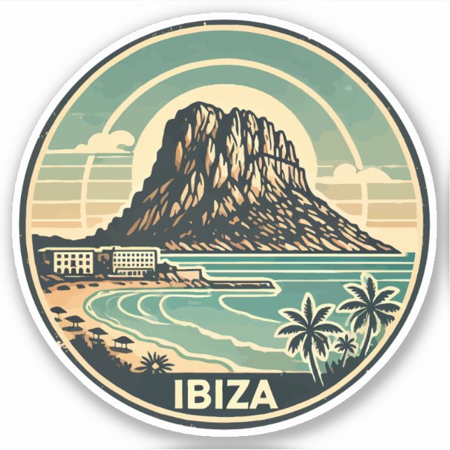 Ibiza Spanien Felsen Es Vedra Abzeichen Aufkleber (Vorderseite)