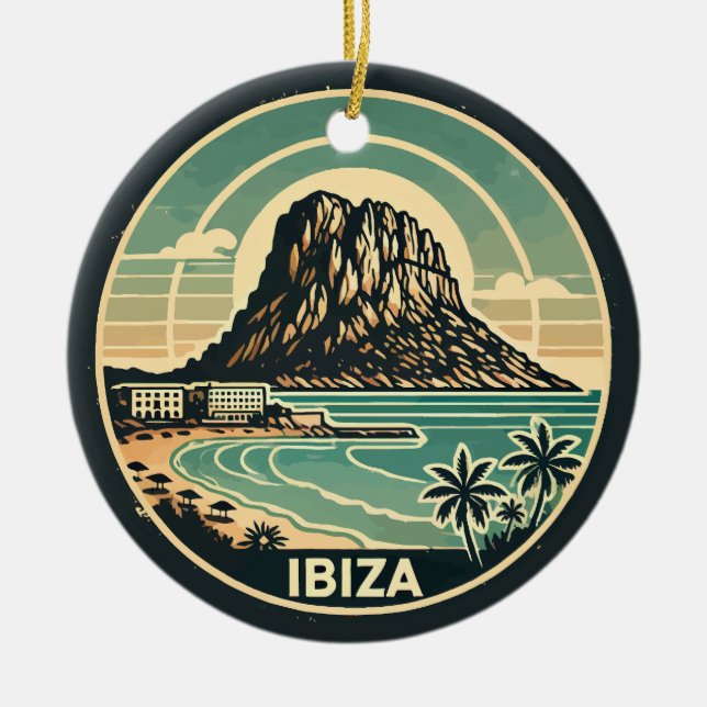 Ibiza Spanien Felsen Es Vedra Abzeichen Keramik Ornament (Vorne)