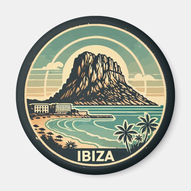 Ibiza Spanien Felsen Es Vedra Abzeichen Magnet (Vorne)