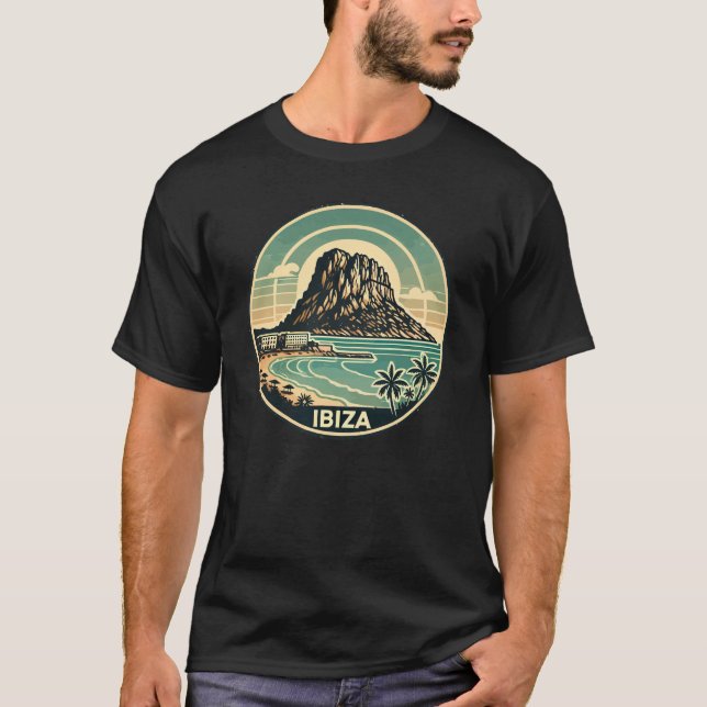 Ibiza Spanien Felsen Es Vedra Abzeichen T-Shirt (Vorderseite)