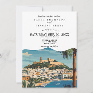 Ibiza Spanien Hochzeitsfeier Retro Einladung
