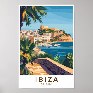 Ibiza Spanien Illustration Reise Kunst Vintage Poster