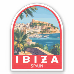 Ibiza Spanien Illustration Reisen Vintag Aufkleber