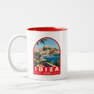 Ibiza Spanien Illustration Reisen Vintag Zweifarbige Tasse