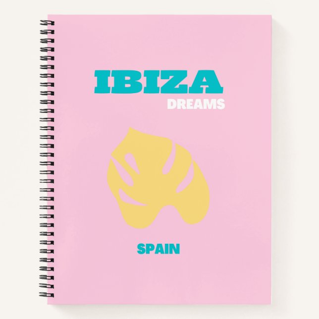 Ibiza, Spanien Kunst, Preppy, Pink Notizbuch (Vorderseite)