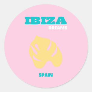 Ibiza, Spanien Kunst, Preppy, Pink Runder Aufkleber