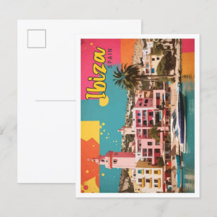 Ibiza Spanien Pop-Art-Reiseillustration Postkarte