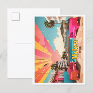 Ibiza Spanien Pop-Art-Reiseillustration Postkarte