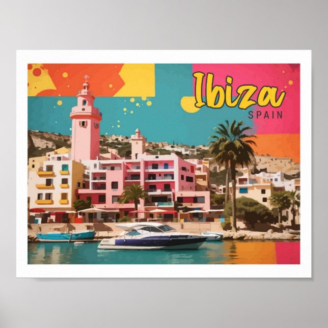 Ibiza Spanien Pop Kunst, Dichtung und Musik Poster (Vorne)
