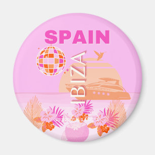 Ibiza, Spanien, Reisekunst, Preppy Art, Pink, Prep Magnet