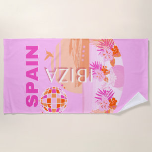 Ibiza, Spanien, Reisekunst, Preppy Art, Pink, Prep Strandtuch