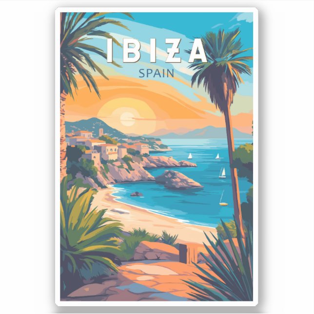 Ibiza Spanien Reisen Kunst, Dichtung und Musik Vin Aufkleber (Vorderseite)
