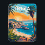Ibiza Spanien Reisen Kunst, Dichtung und Musik Vin Magnet<br><div class="desc">Ibiza retro Vektor Reise Design. Ibiza ist eine der Balearen Inseln,  ein Archipel von Spanien im Mittelmeer.</div>