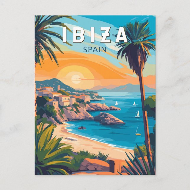 Ibiza Spanien Reisen Kunst, Dichtung und Musik Vin Postkarte (Vorderseite)
