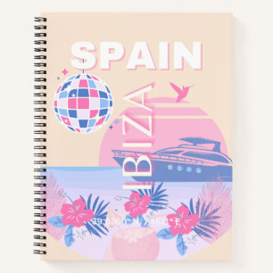 Ibiza, Spanien, Reisen Kunst, Preppy Art, Pink, Pa Notizbuch