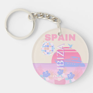 Ibiza, Spanien, Reisen Kunst, Preppy Art, Pink Schlüsselanhänger