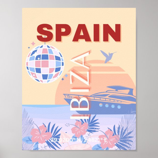 Ibiza, Spanien, Reisen Kunst, Retro Kunst, Pasta Poster (Vorne)