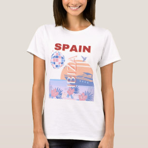 Ibiza, Spanien, Reisen Kunst, Retro Kunst, Pasta T-Shirt