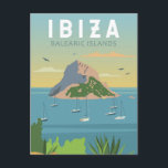 Ibiza Spanien Reisen Vintage Kunst Postkarte<br><div class="desc">Ibiza Vektorgrafik Design. Ibiza ist eine der Balearen Inseln,  ein Archipel von Spanien im Mittelmeer. Es ist bekannt für das lebhafte Nachtleben in Ibiza Stadt und Sant Antoni.</div>