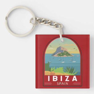 Ibiza Spanien Reisen Vintage Kunst Schlüsselanhänger