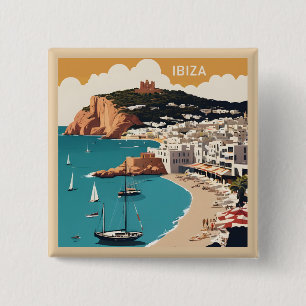 Ibiza, Spanien Reiseplakat Button