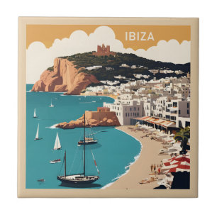 Ibiza, Spanien Reiseplakat Fliese